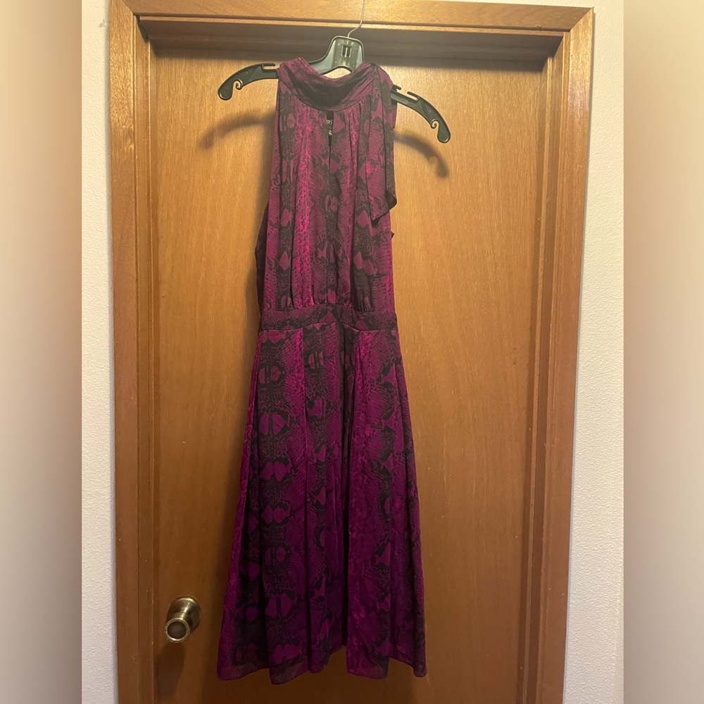 Lovely purple and black snake skin print cocktail dress